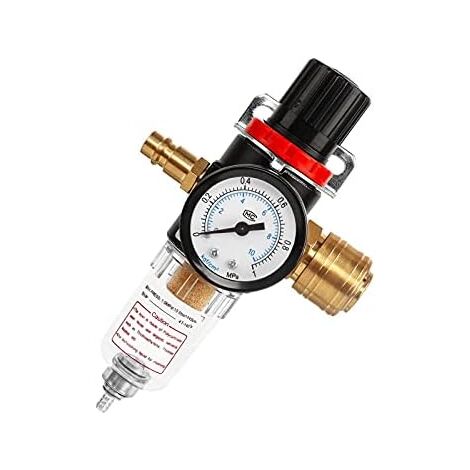 1/4 1/4 Air Regulator, Compressor Air Filter Regulator, Moisture Trap, Water Separator, Air Pressure Regulator, Water Lubricator for Compressor and Air Tools (1/5)
