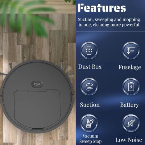 3 IN 1 Robot Vacuum Cleaner and Washer USB Charge Super Strong Suction 40db Low Noise Sweeping Robot for Pet Hair, Carpets, Hard Floors