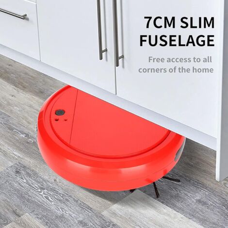 SALUTUY Multifunctional Intelligent Sweeping Robot,Robot Vacuum Cleaner Rechargeable Sweeping Robot Strong Suction Household Robot Cleaner, Red