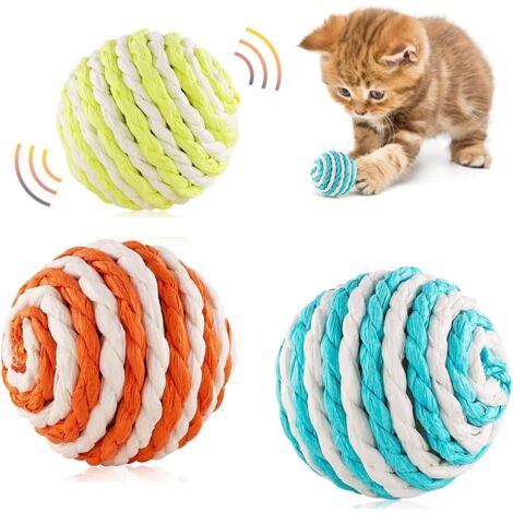3Pcs Cat Toy Balls, Interactive Cat Toy, Chew Resistant, Pet Ball, Eco Friendly Cat Chew Toy, Cat Balls for Interaction and Training, Random Colors