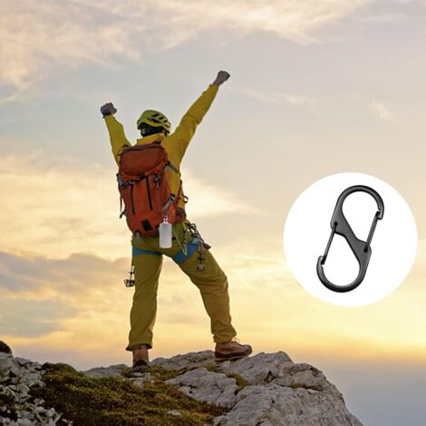 20 Pieces Black Mini Carabiner Keychain Mini S Shape Carabiner Clips Carabiner Key Rings, Double Loop Carabiner Clips for Outdoor Activities, Camping, Hiking Or Travel