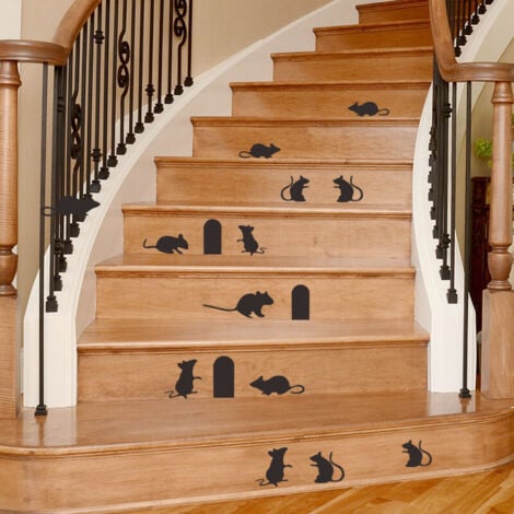 Set of 2 Cartoon Mouse Stair Decals DIY Stair Wall Stickers Waterproof Tile Decal Home Decor Family Stair Decal Decoration