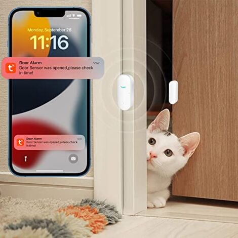 WiFi Door Window Sensor - Smart Home Security Detector Compatible With Alexa & Google