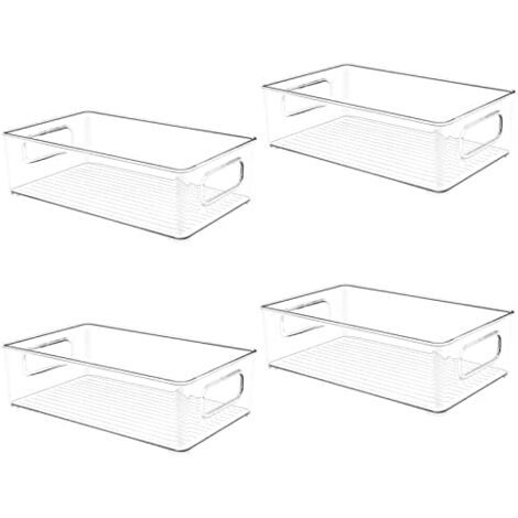 4PCS Plastic Fridge and Pantry Storage Bins 10 x 6" x 3", Stackable Refrigerator Organizer Bins with Handle for Kitchen, Fridge, Freezer, Pantry (1/5)