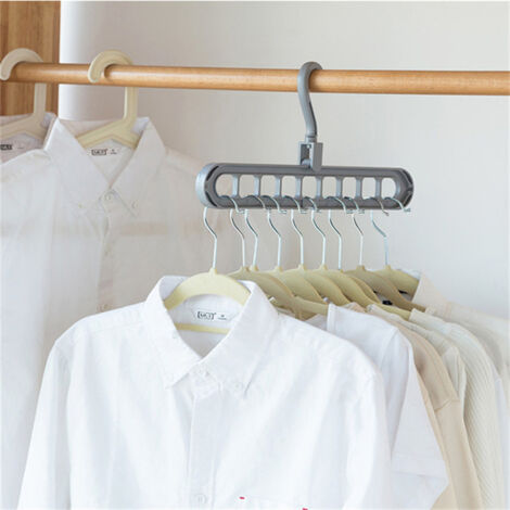 CFGTVB Hanger Organizer, Premium Multi-Function Plastic Hangers, S-Shape Opening, 360° Swivel Hook, Magic Wardrobe Closet Organizer (Gray Pack of 2) (1/5)