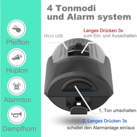 Electric Bike Bell, 125dB Anti-theft Alarm Loud Electronic Bike Horn, 4 Sound Modes, USB Rechargeable Waterproof Battery Alarm, Powerful Adult MTB Bicycle Bell 1pcs, Black