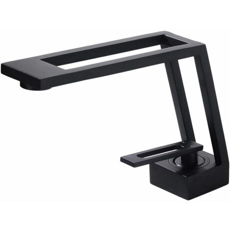 Bathroom Faucet Single Handle Basin,Modern Basin Faucet,Creative Design Basin Faucets,Matte Black,Ceramic Valve,Cold & Hot Water Adjustable, (1/5)