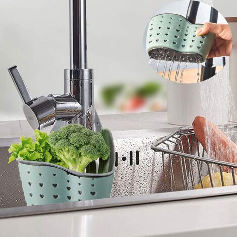 2 Kitchen Drain Baskets, Dish Rack Drain Rack Dish Drainer Sink Basket Kitchen Utensils Storage Rack Soap Brush (Pink And Green)