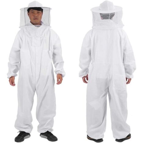 Beekeeper Veil With Round Top Hat - White Polyester Mesh With Elastic Straps | Beekeeping Protective Gear