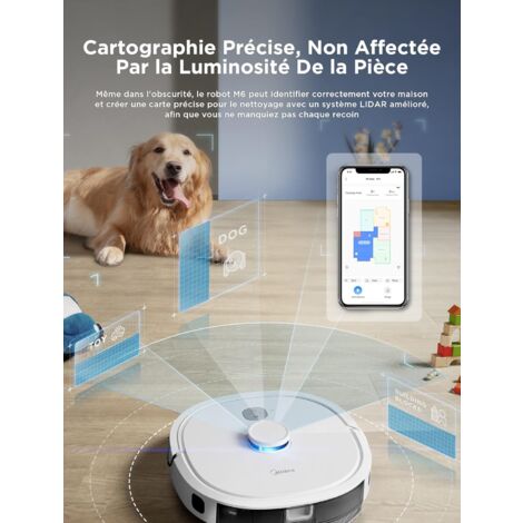 M6 Robot Vacuum and Mop with LDS Navigation, 2-in-1 Floor Vacuum and Mop, 600ml Dust Bin, 250ml Water Tank, Control with Alexa/App for Pet Hair and Carpet