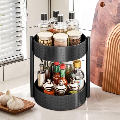 Turntable Spice Rack, Black Turntable Large Lazy Susan with