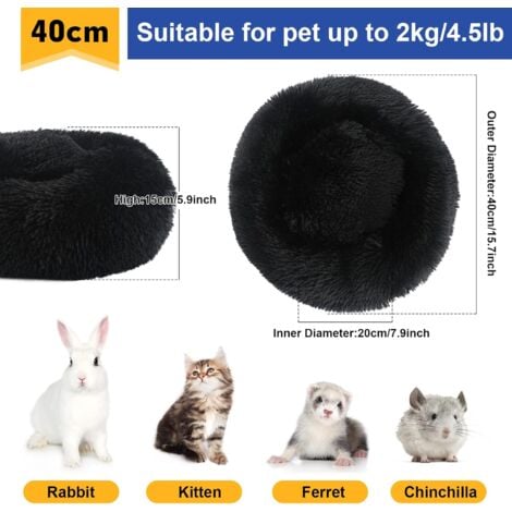 Large Dog and Cat Bed - Washable - for Medium and Large Dogs and Cats,Comfortable and Soft - 4 Sizes for a Soft and Warm Sleep, Black 40cm Black M (Pack of 1)