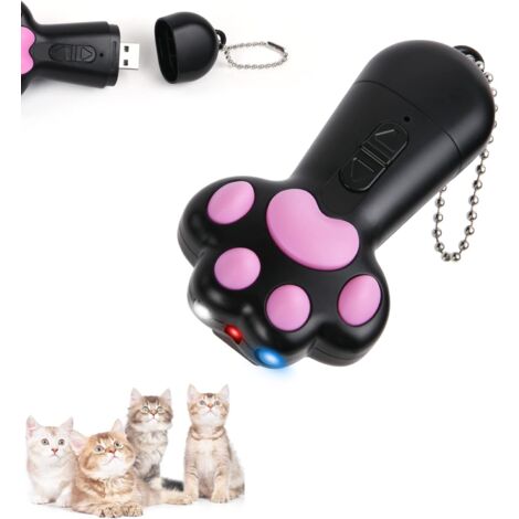 Cat Pointer, Interactive LED Cat Toy 5 in 1 Adjustable Pattern, USB Rechargeable Toy Red LED Light for Cat Dog Training Tool
