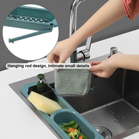 Telescopic Sink Drain Rack, Sink Storage Rack, Expandable Storage Drain ...