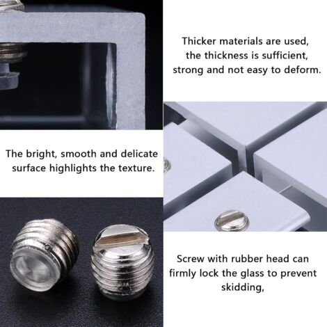 12 Pieces Glass Clamp, Adjustable Glass Partition Bracket, 6-8mm Glass Wall Tatte Bracket, Aluminum Shelf Brackets, for Powder Room, Balcony (with Screws)