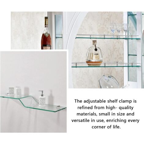 12 Pieces Glass Clamp, Adjustable Glass Partition Bracket, 6-8mm Glass Wall Tatte Bracket, Aluminum Shelf Brackets, for Powder Room, Balcony (with Screws)