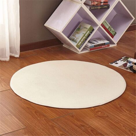 Round Carpet Doormat, Coral Velvet Absorbent Non-Slip Indoor Bedroom Living Room Entrance Mat Household Rug Anti Slip Room Hallway Washable (80cmx80cm, Beige) (1/5)