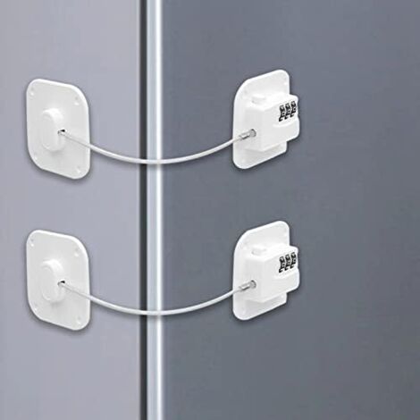 White Code Combination Fridge Door Lock, 2 Pack Child Safety Window Lock with Adhesive for Fridge Cupboard Cabinets, Keyless (1/5)