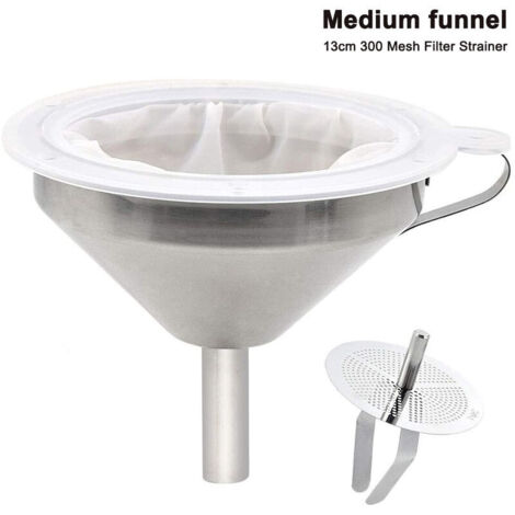 Stainless Steel Funnel, 5" 304 Stainless Steel Kitchen Funnel with Stainless Steel Filter and 300 Mesh Food Grade Filter for Transferring Liquids r7mri8mLZNH9 (1/5)