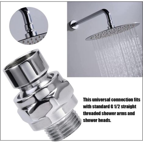 Solid Brass Ball Joint Shower Head Adapter - Adjustable Swivel Connector, Brushed Chrome Finish, G1/2 Thread 3 thumbnail image