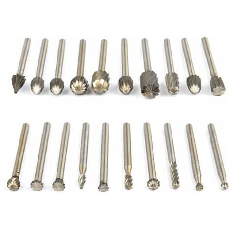 20-Piece Tungsten Carbide Rotary Burr Set - 3mm (1/8") Shank For Wood, Metal, Plastic Engraving