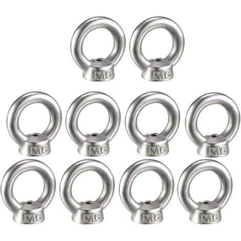 Eye Nut M6 Lifting Ring 304 Stainless Steel with Male Thread Eye Lifting Ring Eye Bolt Eye Bolt Screw Machinery Shoulder 10 PCS (1/5)