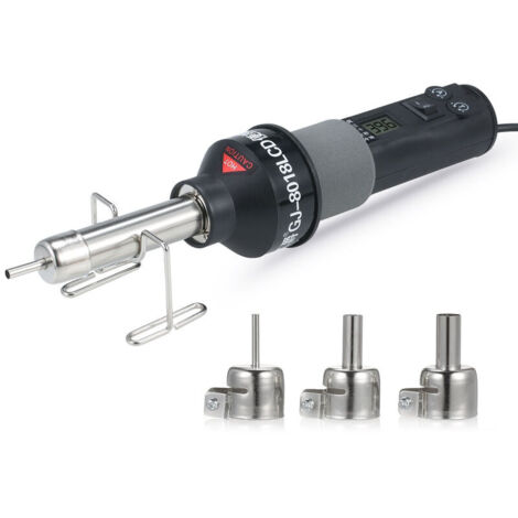 450W Portable Temperature Controlled Soldering Heat Gun Hot Air Rework Station, SMD Desoldering Tool with Nozzles LCD Digital Display Wiring Airflow Control