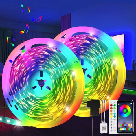 The Smart Bluetooth LED Light Strip 20M (10mx2) with 44 Key Remote Control + APP, for Party, Decor for Home, Bedroom, Bar (1/5)