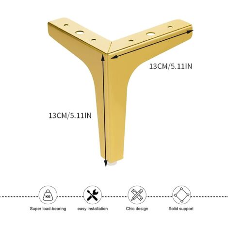 4Pcs Furniture Legs, Gold Furniture Legs, DIY Table Legs, Cupboard Legs, Furniture Legs, Cabinet Legs Furniture Legs, Gold Metal Furniture Legs (B)-READCLY