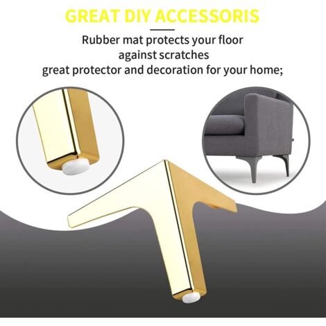4Pcs Furniture Legs, Gold Furniture Legs, DIY Table Legs, Cupboard Legs, Furniture Legs, Cabinet Legs Furniture Legs, Gold Metal Furniture Legs (B)-READCLY