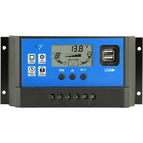 40A 12V 24V Automatic Solar Charge Controller PWM LCD Dual USB 5V Output Solar Panel Photovoltaic Regulator (1/5)