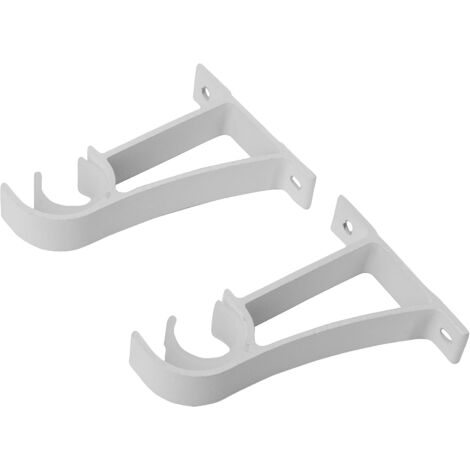Pack Heavy Duty Aluminum Alloy Single Curtain Rod Brackets for Curtain Rod (White)