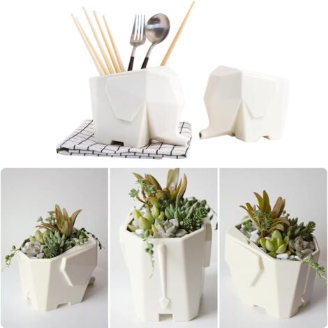 Elephant Cutlery Holder Drainer Sponge Holder White Kitchen Sink With Drain Hole for Storing Knives and Forks Sponge Rack Toothbrush Holder Flower Pot Delicate Mother's Day Gifts