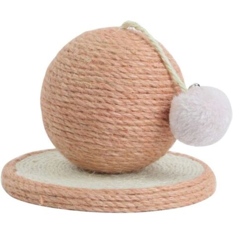 Cat Scratcher, Tabletop Claw Scratcher with Sisal Balls, Interactive Sisal Cat Toy, with Ball, Round, Sturdy, Crusher(Pink Round Ball) (1/5)