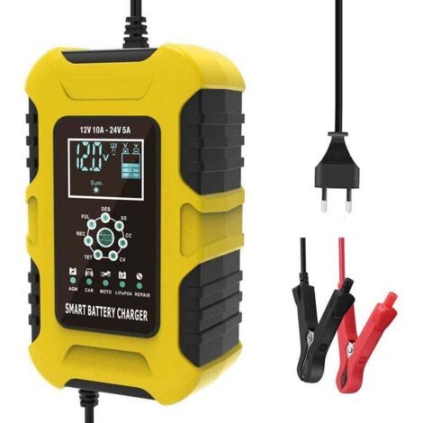 12V10A 24V5A Iron Lithium GEL Lead Acid AGM LiFePo4 Motorcycle Car Battery Smart Charger tmsKToOtI (1/5)