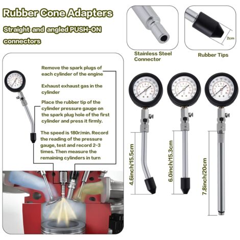 11-Piece Cylinder Compression Tester Kit For Gas Engines - 0-300 - Foto 2