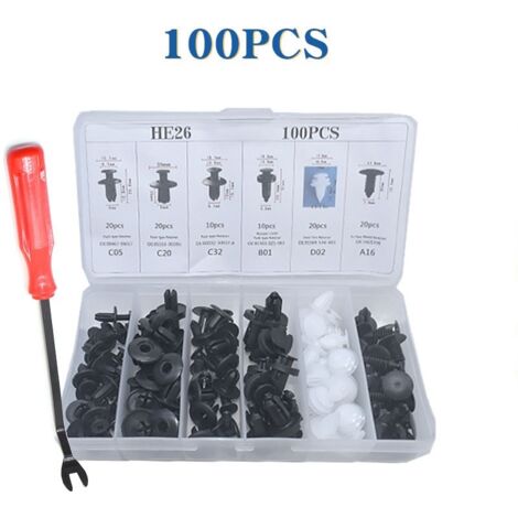 100Pcs Plastic Body Push Pin Rivet Fasteners Trim Molding Clip Automotive Furniture Assembly Expansion Screw Kit with Screwdriver Removal Tool for Vehicles, Tailor (1/5)