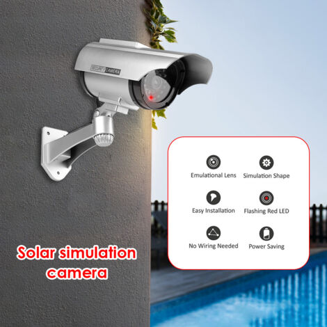 Solar Fake Security Camera With LED Light - Dummy Outdoor Surveillance Light, IP65 Waterproof