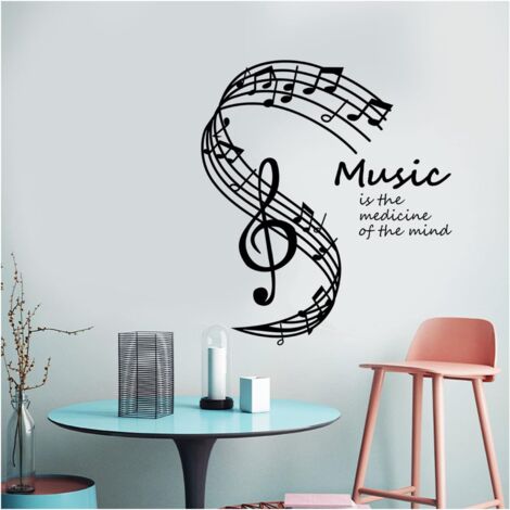 Music Note Wall Stickers, 30 x 33cm Music Tabs, Black Type Music Note Wall Sticker with Transfer Film, for DIY Bedroom Living Room Music Room (1/5)