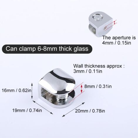 Glass Support Clamp, Adjustable Glass Holder, Glass Shelf Support, 4PCS Adjustable Glass Partition Support 7-9mm Thickness Fixing Glass Tatte Glass Clips Mirror Clamp