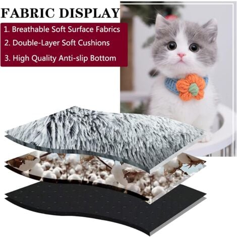 Cat Basket Dog Cat Soft Round Beds, Fluffy Dog Bed Donut Cat Cushion Soft Comfortable Plush Non-Slip Washable for Cat Kitten Puppy (Grey)