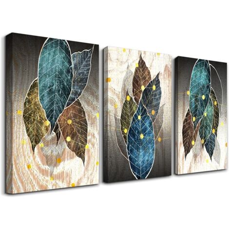 Picture Wall Decoration Living Room Fallen Leaves Canvas Print Bedroom Wooden Wall Picture Bathroom Picture for Kitchen Dining Room Home Decorative Picture 30x40cm-3 Pieces