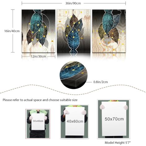 Picture Wall Decoration Living Room Fallen Leaves Canvas Print Bedroom Wooden Wall Picture Bathroom Picture for Kitchen Dining Room Home Decorative Picture 30x40cm-3 Pieces