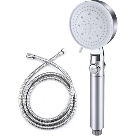 High Pressure Handheld Shower Head - 5 Spray Modes, Detachable Anti-Clog Rainfall, Water Saving 2.5 GPM, ABS Silver - View #10