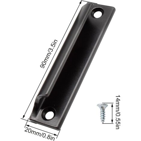2 Pieces Sliding Door Handle, Aluminum Furniture Handle, Black Kitchen Furniture Handle, Available for Balcony Doors, Sliding Doors, Drawers 90mm