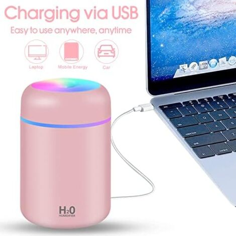 Umidificatore Da Scrivania KARFUN 250ML - Portatile, Silenzioso, Con Luci LED E Spegnimento Automatico