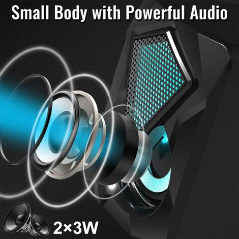 Wired Computer Speakers System Stereo Bass Subwoofer LED For Desktop Laptop PC E - Foto 8