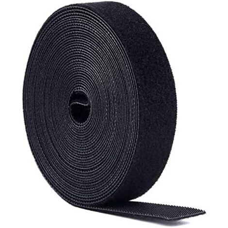 Cable Straps, 5M Cable Ties, Reusable Tape, Cable Ties Fixing Tape Hook & Loop Loop Tape Organizer for Cords and Electrical Cable(Black) (1/5)