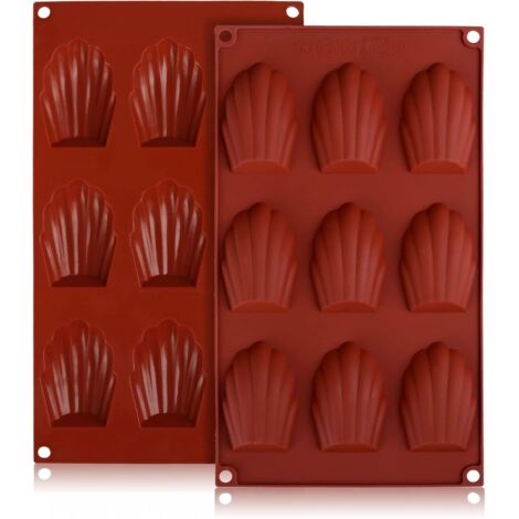 2pcs 9 Cavity Silicone Madeleine Molds, Non-Stick Pastry, Pudding, Chocolate Mold (1/5)