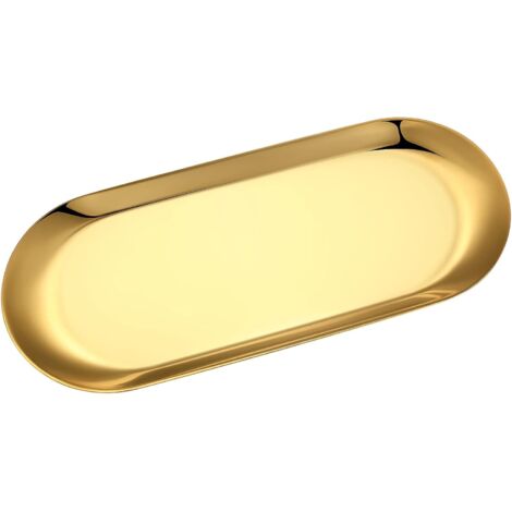 Gold Storage Tray, Stainless Steel Serving Trays, Cosmetics Organizer Buffet Plates for Cake Butter Candle Decorating - 30cmx12cm (1/5)